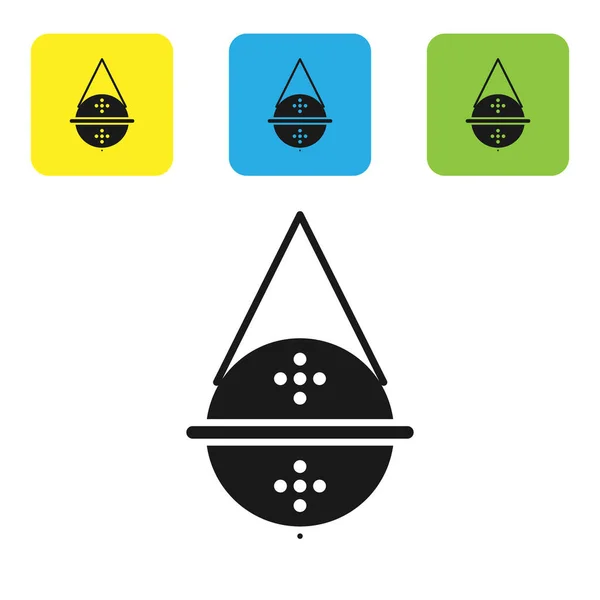 Schwarzer Ball Teesieb Symbol isoliert auf weißem Hintergrund. setzen Symbole bunte quadratische Tasten. Vektorillustration — Stockvektor