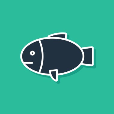 Mavi Balık simgesi yeşil arka plan üzerinde izole. Vektör İllüstrasyonu