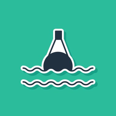 Deniz ikonundaki mavi yüzen şamandıra yeşil arka planda izole edilmiş. Vektör İllüstrasyonu