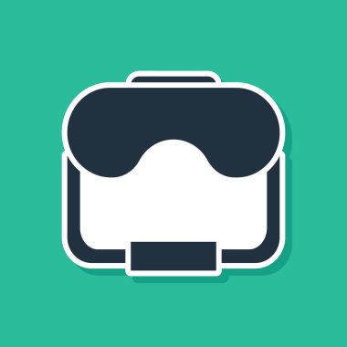 Mavi Dalış Maskesi simgesi yeşil arkaplanda izole edildi. Olağanüstü bir spor. Su altı ekipmanları. Vektör İllüstrasyonu