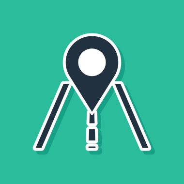 Mavi Yol trafik tabelası. Yeşil arkaplanda sinyal simgesi izole edildi. İşaretçi sembolü. İzole sokak bilgi levhası. Yön tabelası. Vektör İllüstrasyonu