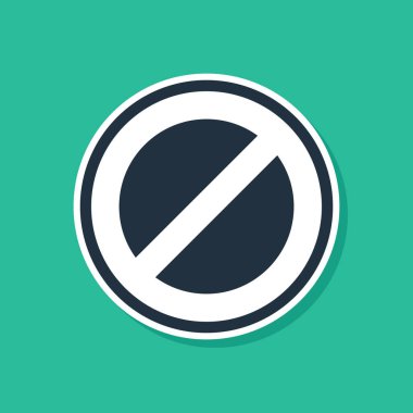 Yeşil arkaplanda mavi dur işareti simgesi izole edildi. Trafik yönetmeliklerine göre dur işareti. Vektör İllüstrasyonu