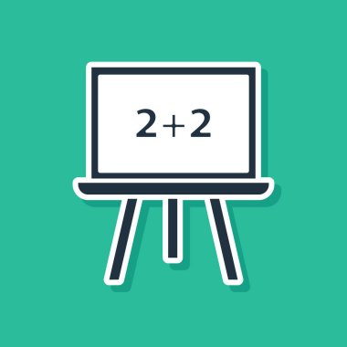 Mavi Chalkboard simge yeşil arka planda izole. Okul Blackboard işareti. Vektör Illustration