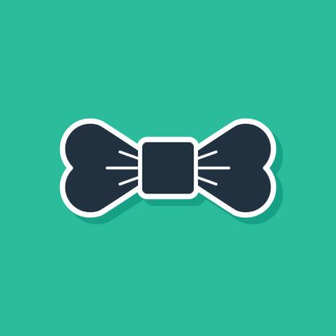 Yeşil arkaplanda mavi papyon simgesi izole edildi. Vektör İllüstrasyonu