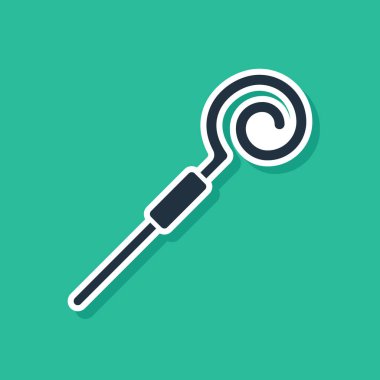 Mavi Yürüyen Çubuk simgesi yeşil arka planda izole edildi. Aziz Patrick gününüz kutlu olsun. Vektör İllüstrasyonu