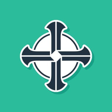 Mavi Kelt haç simgesi yeşil arkaplanda izole edildi. Aziz Patrick gününüz kutlu olsun. Vektör İllüstrasyonu