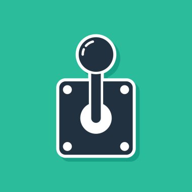 Yeşil arka plan üzerinde izole arcade makine simgesi için Mavi Joystick. Joystick oyun kolu. Vektör İllüstrasyonu