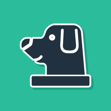 Astronot başlıklı mavi köpek yeşil arka planda izole edilmiş. Vektör İllüstrasyonu