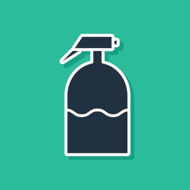 Su için Mavi Bahçe spreyi, gübre, yeşil arka planda izole edilmiş kimyasal ikon. Vektör İllüstrasyonu