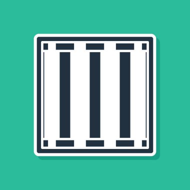 Mavi hapishane pencere simgesi yeşil arkaplanda izole edildi. Vektör İllüstrasyonu