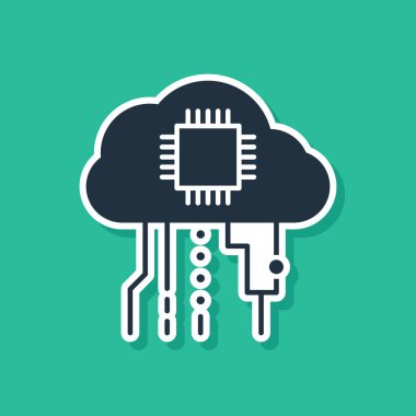 Yeşil arkaplanda izole edilmiş şeylerin mavi internet simgesi. Bulut hesaplama tasarım konsepti. Dijital ağ bağlantısı. Vektör İllüstrasyonu