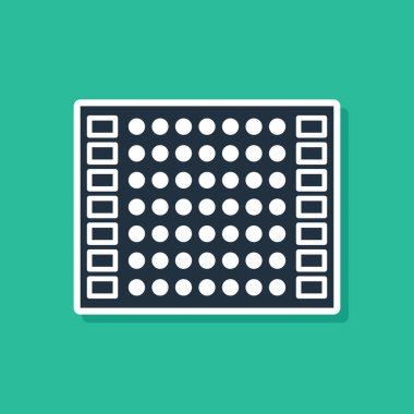 Yeşil arkaplanda mavi baskılı Pcb simgesi izole edildi. Vektör İllüstrasyonu