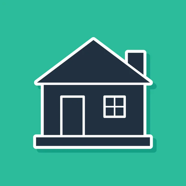 Ícone da Casa Azul isolado no fundo verde. Símbolo. Ilustração vetorial — Vetor de Stock