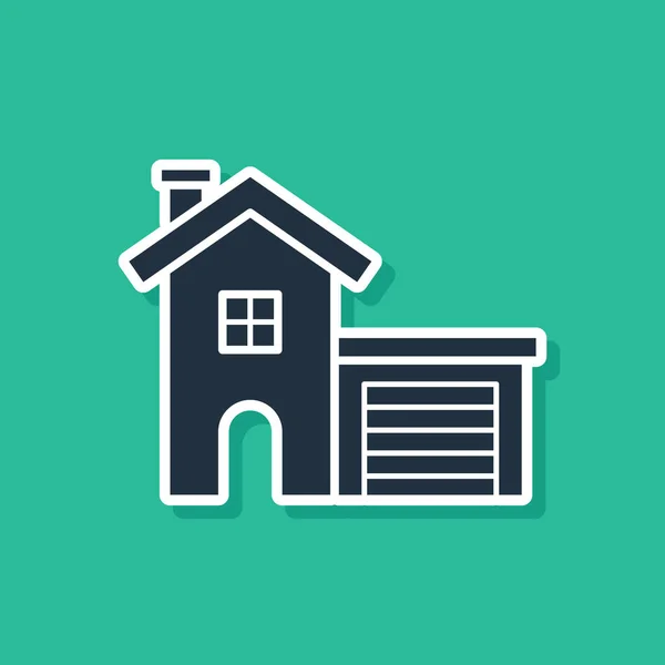 Иконка голубого дома выделена на зеленом фоне. Домашний символ Векторная миграция — стоковый вектор