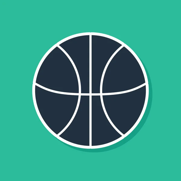 Icono de pelota de baloncesto azul aislado sobre fondo verde. Símbolo deportivo. Ilustración vectorial — Vector de stock