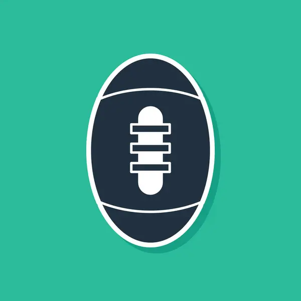 Blaue American Football Ball Ikone isoliert auf grünem Hintergrund. Rugby-Ikone. Mannschaftssport-Spiel Symbol. Vektorillustration — Stockvektor