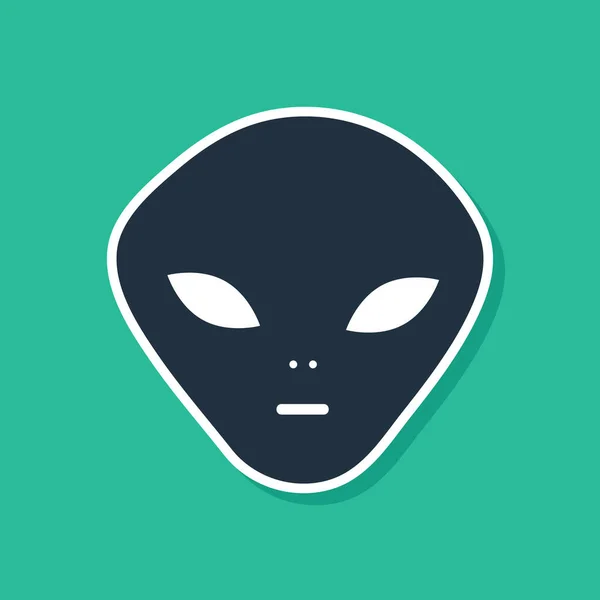 Icona Alien blu isolata su sfondo verde. Faccia aliena extraterrestre o simbolo della testa. Illustrazione vettoriale — Vettoriale Stock