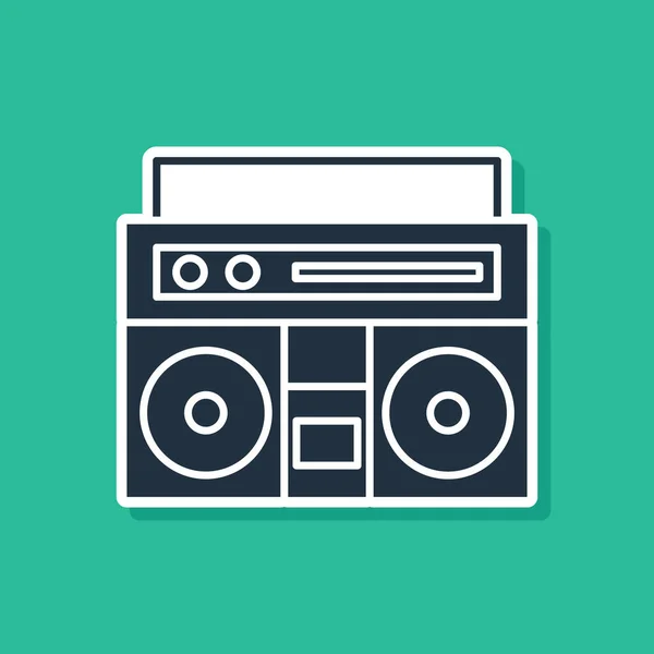 Blue Home estéreo con dos altavoces icono aislado sobre fondo verde. Sistema de música. Ilustración vectorial — Vector de stock