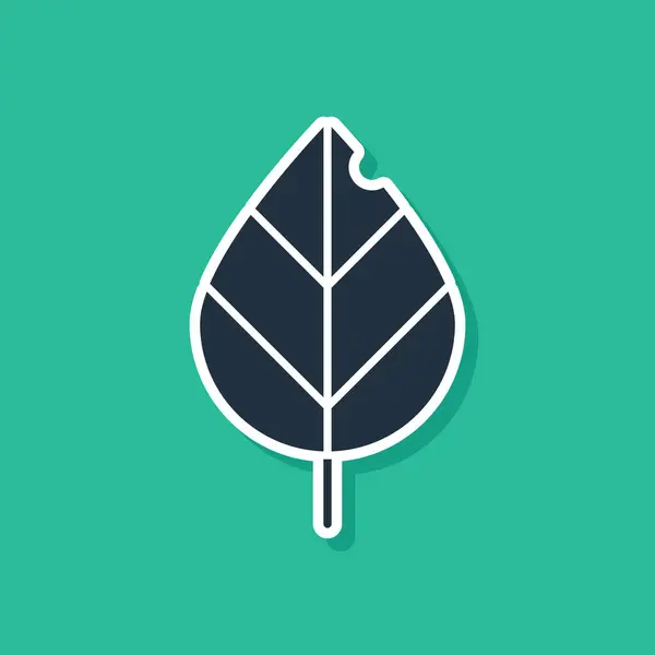 Ikona niebieskiego liścia jest odizolowana na zielonym tle. Świeży naturalny symbol produktu. Ilustracja wektorowa — Wektor stockowy