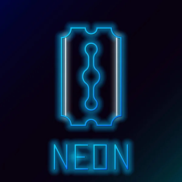 Blauw gloeiende neon lijn Blad scheermes pictogram geïsoleerd op zwarte achtergrond. Kleurrijk concept. Vector Illustratie — Stockvector