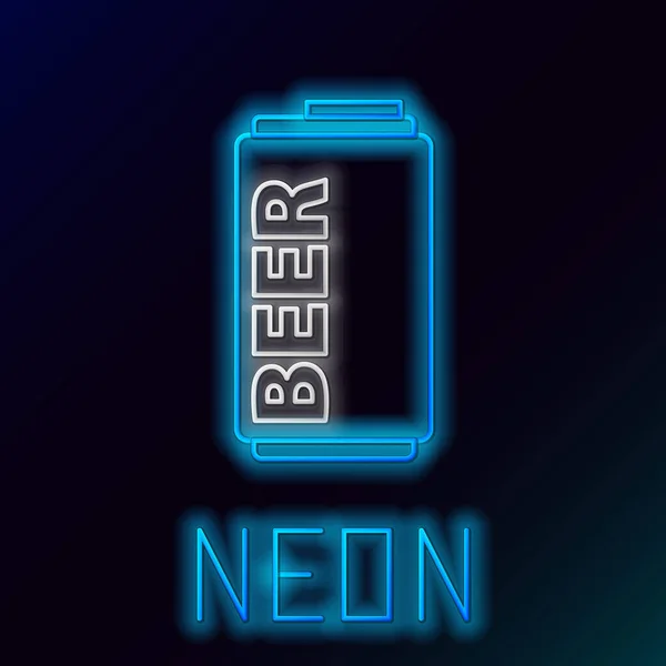 Blauwe gloeiende neon lijn Bier kan icoon geïsoleerd op zwarte achtergrond. Kleurrijk concept. Vector Illustratie — Stockvector