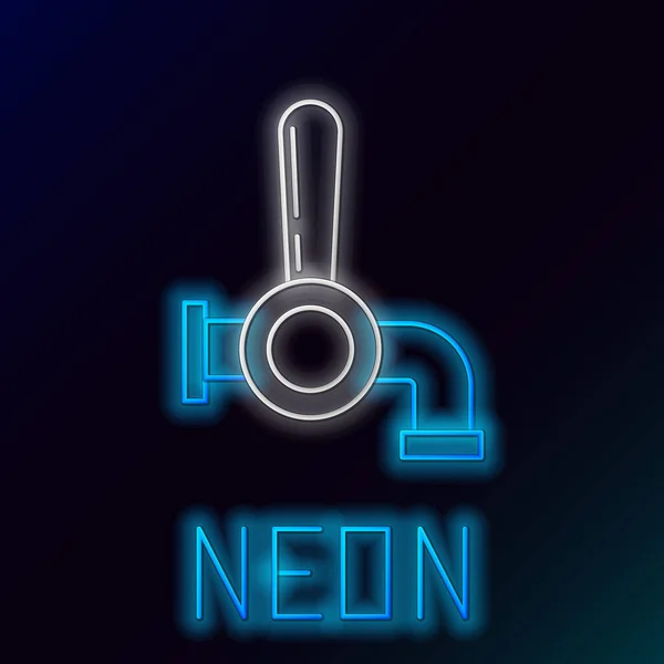 Niebieski świecący neon linii Beer tap ikona izolowane na czarnym tle. Kolorowy koncept. Ilustracja wektora — Wektor stockowy