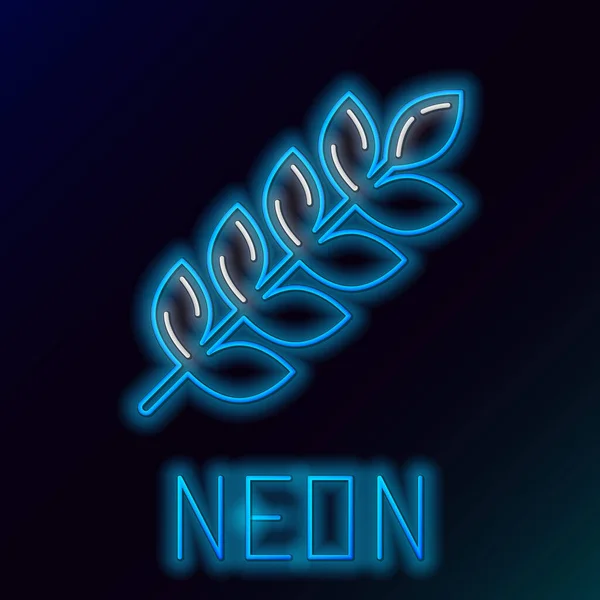 Blau leuchtende Neon-Linie Getreide mit Reis, Weizen, Mais, Hafer, Roggen, Gerste Symbol isoliert auf schwarzem Hintergrund eingestellt. Ähren von Weizenbrot Symbole. Buntes Rahmenkonzept. Vektorillustration — Stockvektor