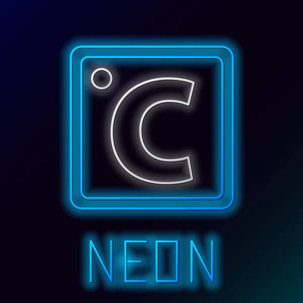 Blå glödande neon linje Celsius ikon isolerad på svart bakgrund. Färgstarkt skisskoncept. Vektor Illustration — Stock vektor