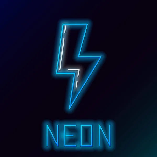 Blue glowing neon line Lightning bolt icon isolated on black background. Flash sign. Charge flash icon. Thunder bolt. Lighting strike. Colorful outline concept. Vector Illustration — ストックベクタ