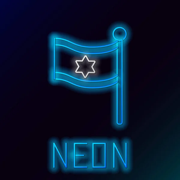 Блакитна лінія неонової лінії Ікона Ізраїлю ізольована на чорному тлі. Національний патріотичний символ. Кольорові контури концепцій. Векторний приклад — стоковий вектор