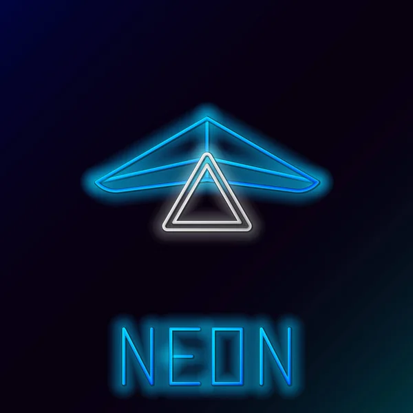 Blue glowing neon line Hang glider icon isolated on black background. Extreme sport. Colorful outline concept. Vector Illustration — Stok Vektör