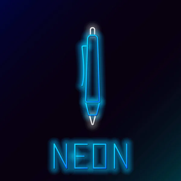 Blue glowing neon line Pen icon isolated on black background. Colorful outline concept. Vector Illustration — Stock Vector