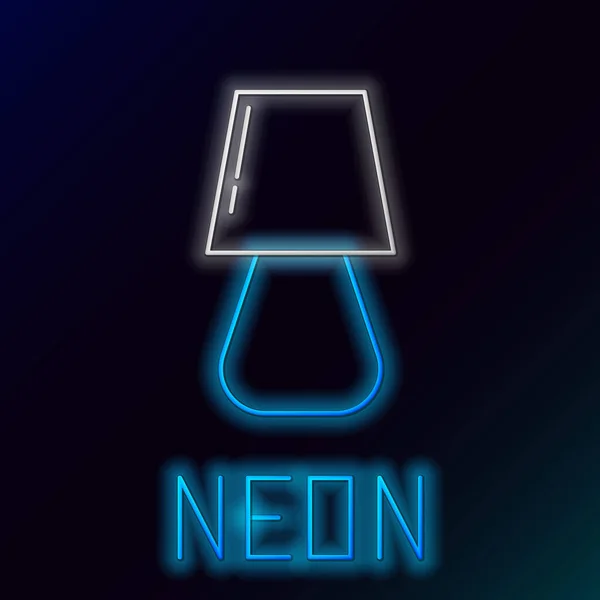 Blauw gloeiende neon lijn Tafellamp pictogram geïsoleerd op zwarte achtergrond. Kleurrijk concept. Vector Illustratie — Stockvector