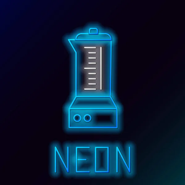 Niebieska świecąca neon linia Blender ikona izolowana na czarnym tle. Kuchnia elektryczna stacjonarny blender z miską. Koktajle gotowania, koktajl lub sok. Kolorowy koncept. Ilustracja wektora — Wektor stockowy