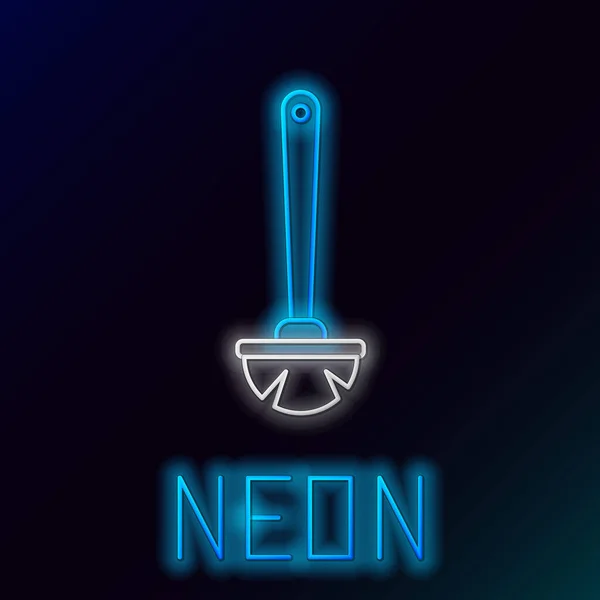 Blau leuchtende Neon-Linie Toilettenbürste Symbol auf schwarzem Hintergrund. Buntes Rahmenkonzept. Vektorillustration — Stockvektor