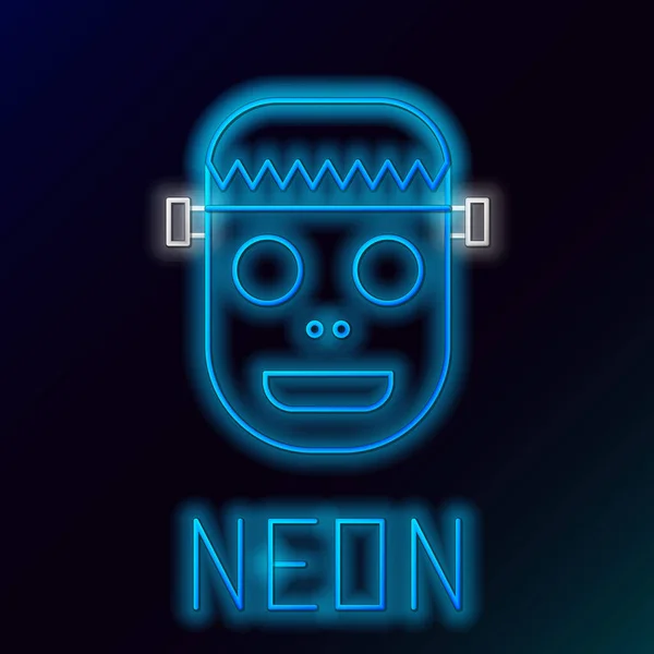 Niebieski świecący neon linii Zombie maska ikona izolowana na czarnym tle. Wesołego Halloween. Kolorowy koncept. Ilustracja wektora — Wektor stockowy