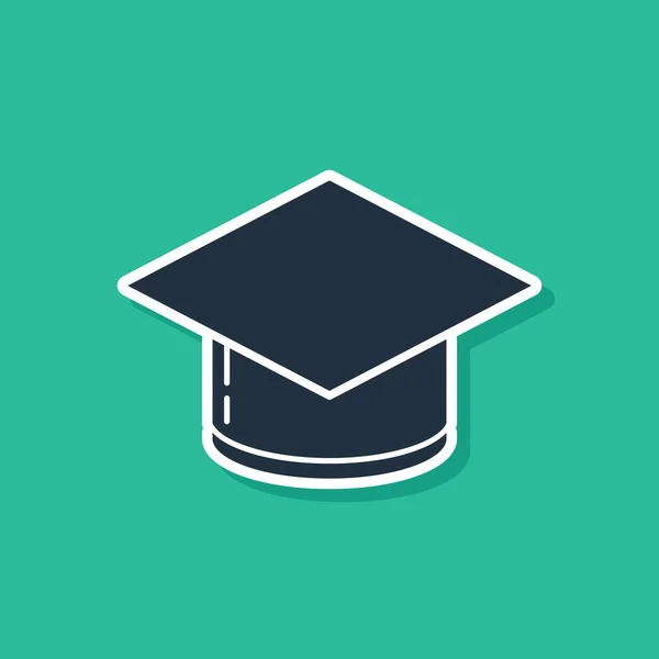 Blue Graduation cap icon isolated on green background. Graduation hat with tassel icon. Vector Illustration Royalty Free Stock Illustrations