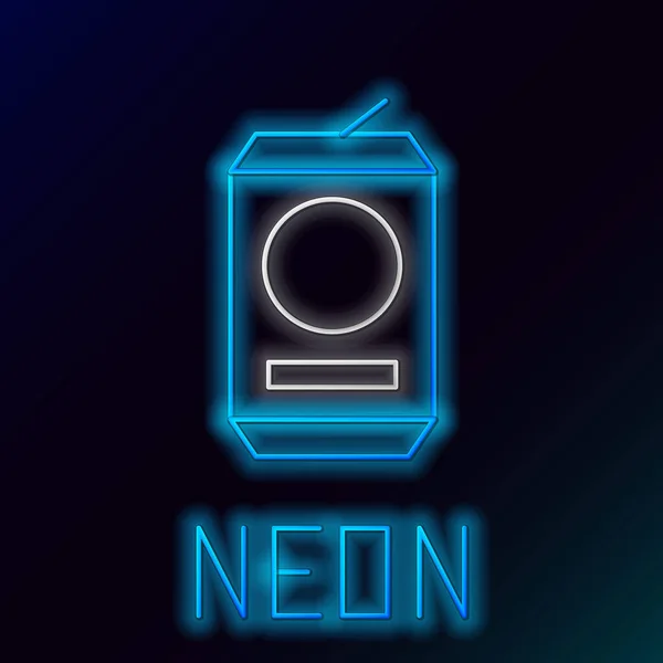 Blue glowing neon line Beer can icon isolated on black background. Colorful outline concept. Vector Illustration — ストックベクタ