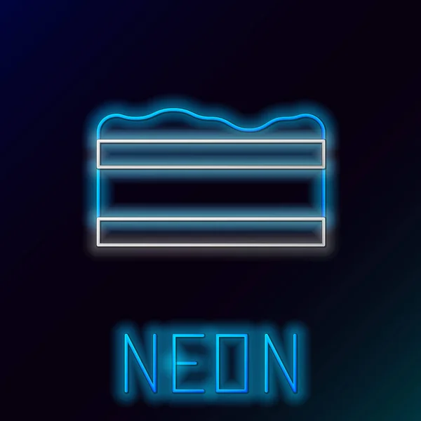 Niebieski świecący neon linii Brownie czekoladowe ciasto ikona izolowane na czarnym tle. Kolorowy koncept. Ilustracja wektora — Wektor stockowy