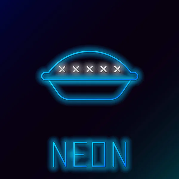 Niebieska świecąca neon linia Domowa ikona ciasta wyizolowana na czarnym tle. Kolorowy koncept. Ilustracja wektora — Wektor stockowy
