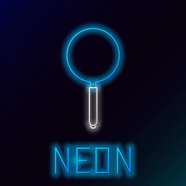 Blå glödande neon linje Stekpanna ikon isolerad på svart bakgrund. Stek eller stekt mat symbol. Färgstarkt skisskoncept. Vektor Illustration — Stock vektor