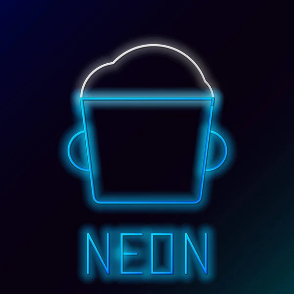Blau leuchtende Neon-Linie Backschüssel Teig-Symbol isoliert auf schwarzem Hintergrund. Buntes Rahmenkonzept. Vektorillustration — Stockvektor