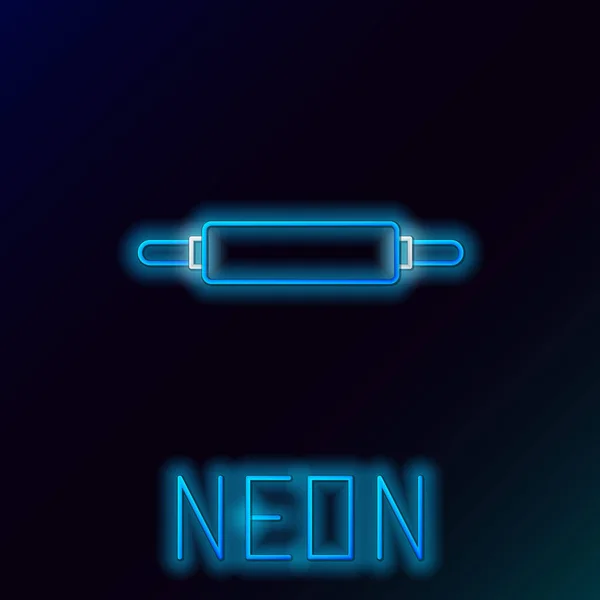 Mavi parlak neon çizgisi Rolling Pin simgesi siyah arkaplanda izole edildi. Renkli taslak konsepti. Vektör İllüstrasyonu — Stok Vektör