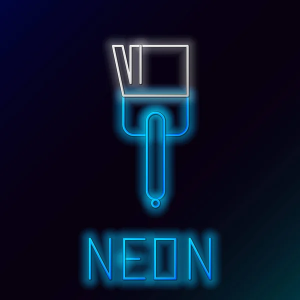 Blauwe gloeiende neon lijn Keukenborstel pictogram geïsoleerd op zwarte achtergrond. Kleurrijk concept. Vector Illustratie — Stockvector