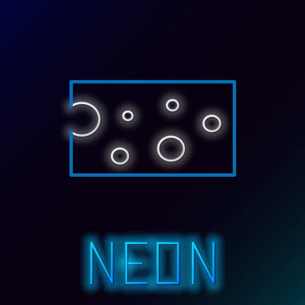 Kék ragyogó neon vonal Sajt ikon elszigetelt fekete háttér. Színes vázlat koncepció. Vektorillusztráció — Stock Vector