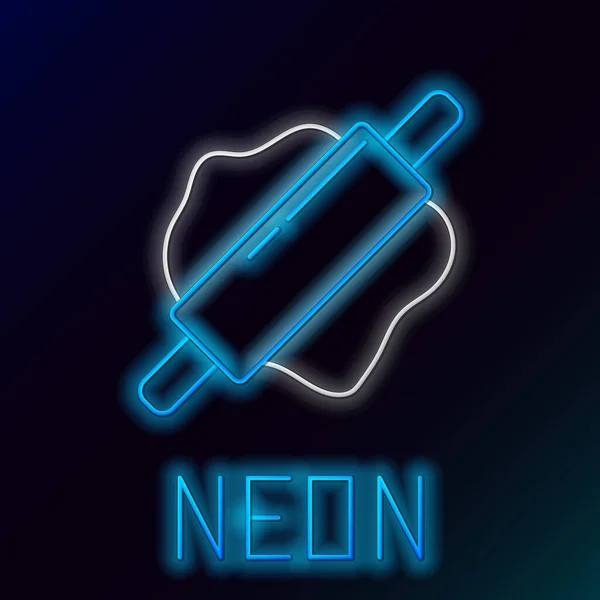 Niebieski świecący neon linii Rolling pin ikona izolowana na czarnym tle. Kolorowy koncept. Ilustracja wektora — Wektor stockowy