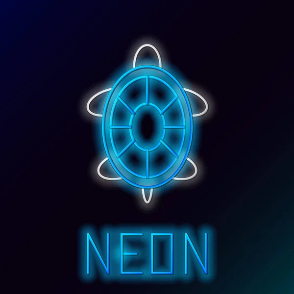 Niebieski świecący neon linii Turtle ikona izolowane na czarnym tle. Kolorowy koncept. Ilustracja wektora — Wektor stockowy