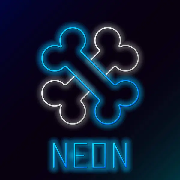 Mavi parlak neon çizgisi siyah arkaplanda izole edilmiş kemik ikonu. Besin sembolü. Renkli taslak konsepti. Vektör İllüstrasyonu — Stok Vektör