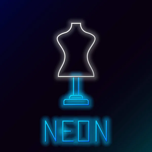 Kék ragyogó neon vonal Mannequin ikon elszigetelt fekete háttér. Szabó bábu. Színes vázlat koncepció. Vektorillusztráció — Stock Vector