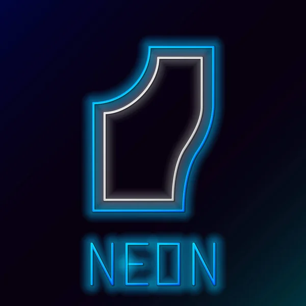 Blau leuchtende Neon-Linie Nähmuster-Symbol isoliert auf schwarzem Hintergrund. Markierungen zum Nähen. Buntes Rahmenkonzept. Vektorillustration — Stockvektor